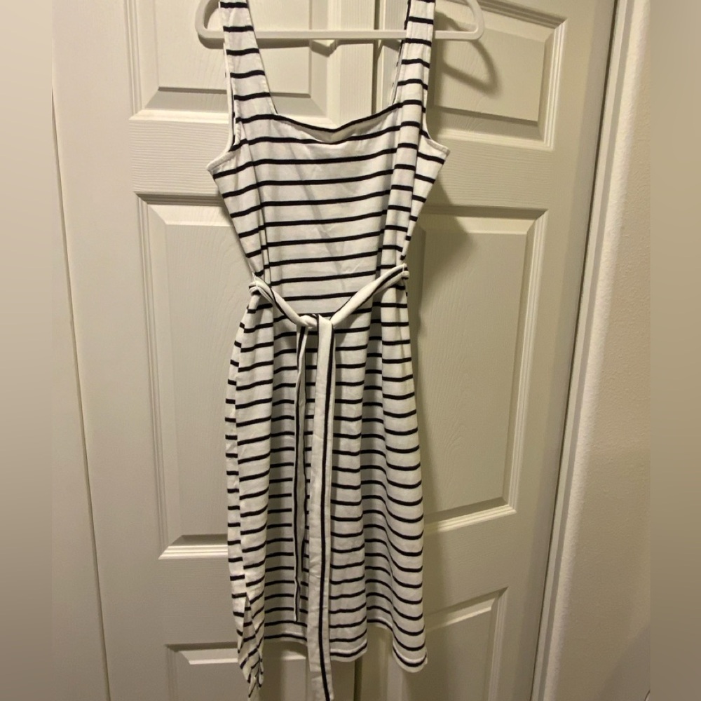 GAP Blue and White Striped Midi Dress